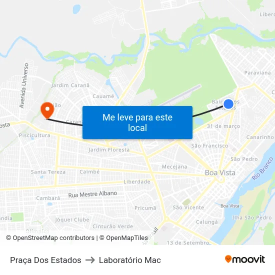 Praça Dos Estados to Laboratório Mac map