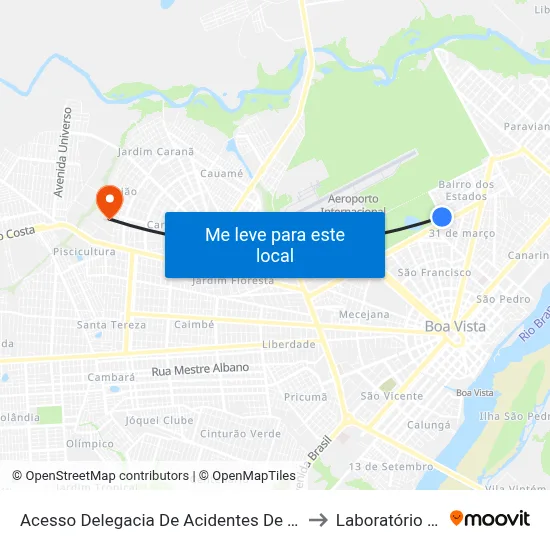 Acesso Delegacia De Acidentes De Trânsito to Laboratório Mac map