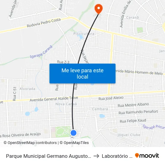 Parque Municipal Germano Augusto Sampaio to Laboratório Mac map