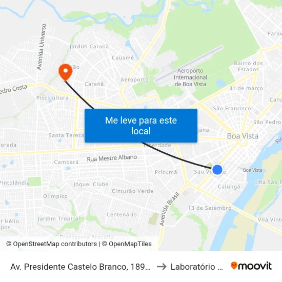 Av. Presidente Castelo Branco, 1899-1999 to Laboratório Mac map
