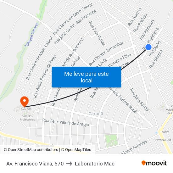 Av. Francisco Viana, 570 to Laboratório Mac map