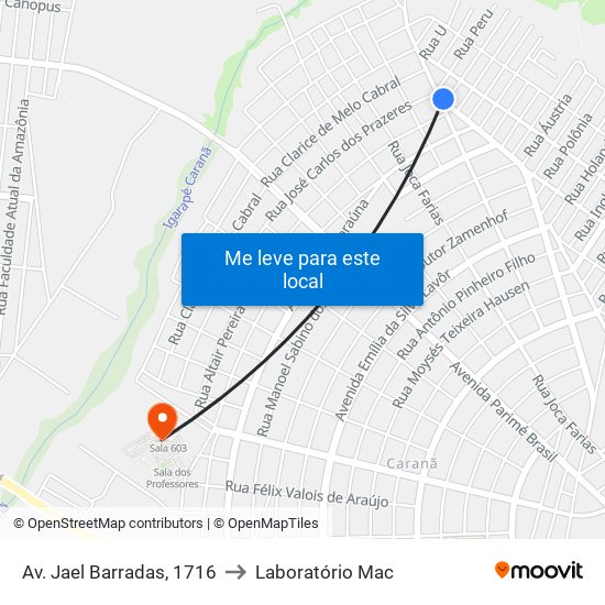 Av. Jael Barradas, 1716 to Laboratório Mac map