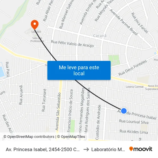 Av. Princesa Isabel, 2454-2500 C/B to Laboratório Mac map