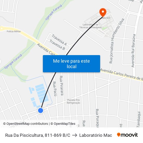 Rua Da Piscicultura, 811-869 B/C to Laboratório Mac map