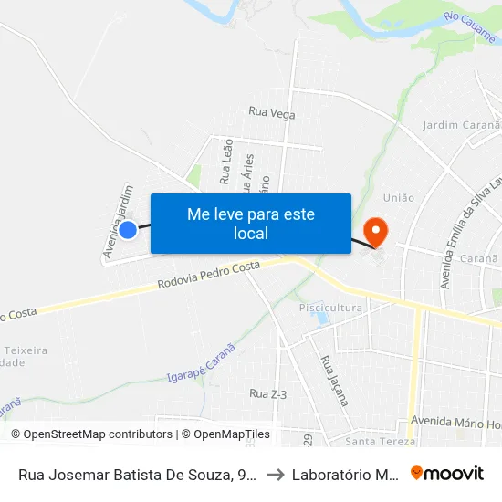 Rua Josemar Batista De Souza, 973 to Laboratório Mac map