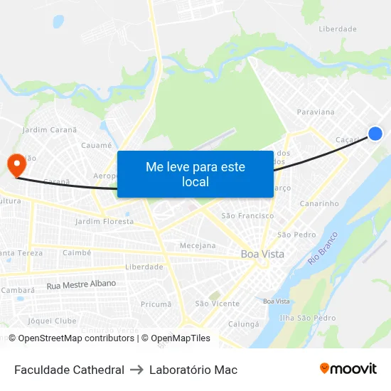 Faculdade Cathedral to Laboratório Mac map