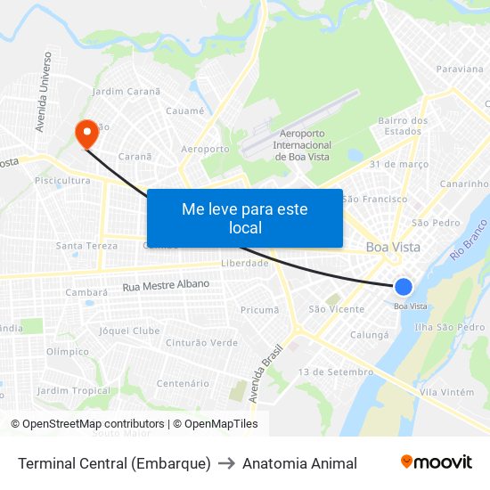 Terminal Central (Embarque) to Anatomia Animal map