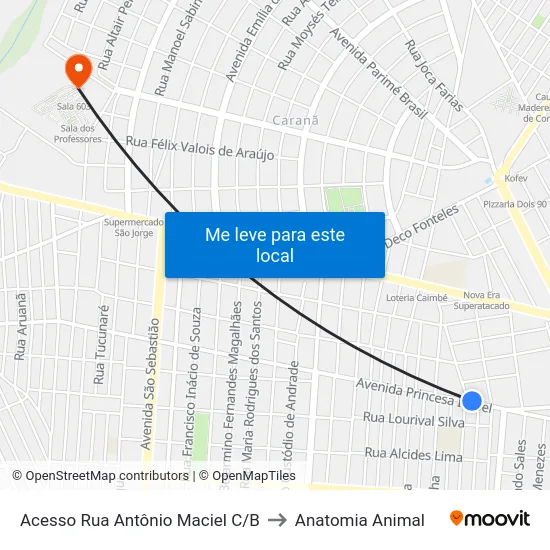 Acesso Rua Antônio Maciel C/B to Anatomia Animal map