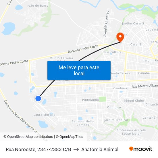 Rua Noroeste, 2347-2383 C/B to Anatomia Animal map