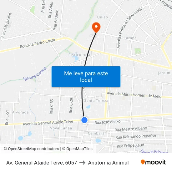 Av. General Ataíde Teive, 6057 to Anatomia Animal map