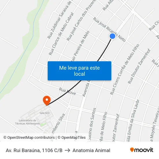 Av. Rui Baraúna, 1106 C/B to Anatomia Animal map