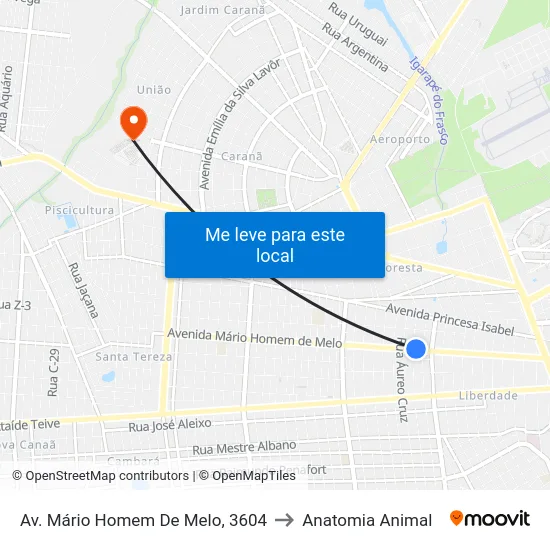 Av. Mário Homem De Melo, 3604 to Anatomia Animal map