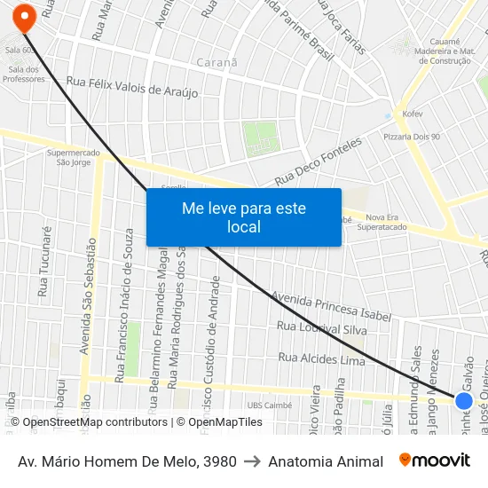 Av. Mário Homem De Melo, 3980 to Anatomia Animal map