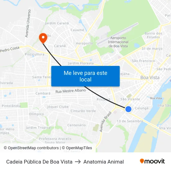 Cadeia Pública De Boa Vista to Anatomia Animal map