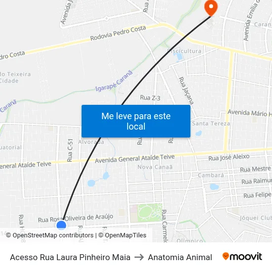 Acesso Rua Laura Pinheiro Maia to Anatomia Animal map