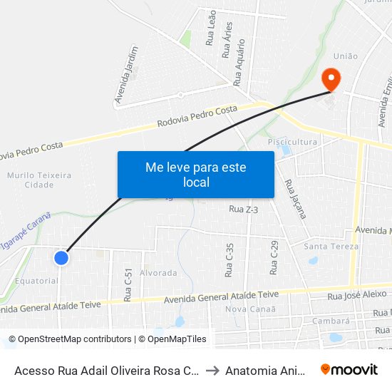 Acesso Rua Adail Oliveira Rosa C/B to Anatomia Animal map