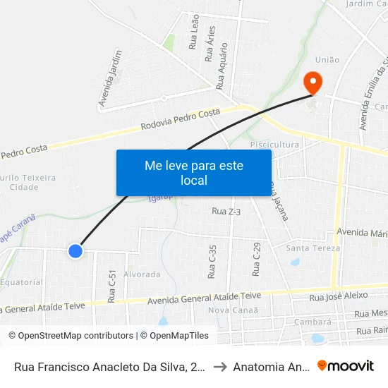 Rua Francisco Anacleto Da Silva, 2179 B/C to Anatomia Animal map