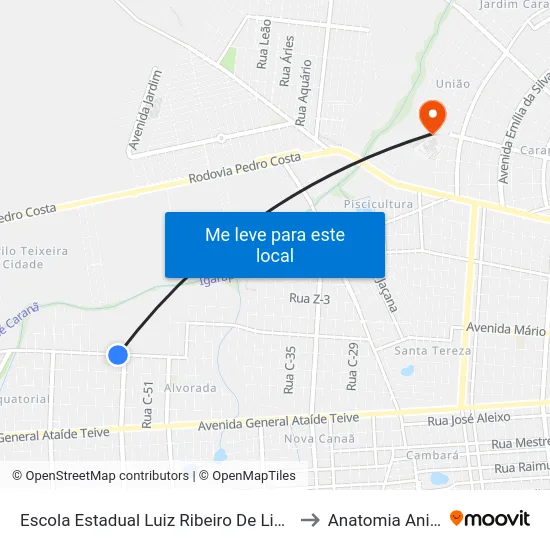 Escola Estadual Luiz Ribeiro De Lima B/C to Anatomia Animal map