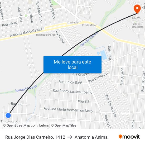 Rua Jorge Dias Carneiro, 1412 to Anatomia Animal map