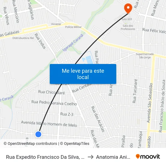 Rua Expedito Francisco Da Silva, 829 to Anatomia Animal map