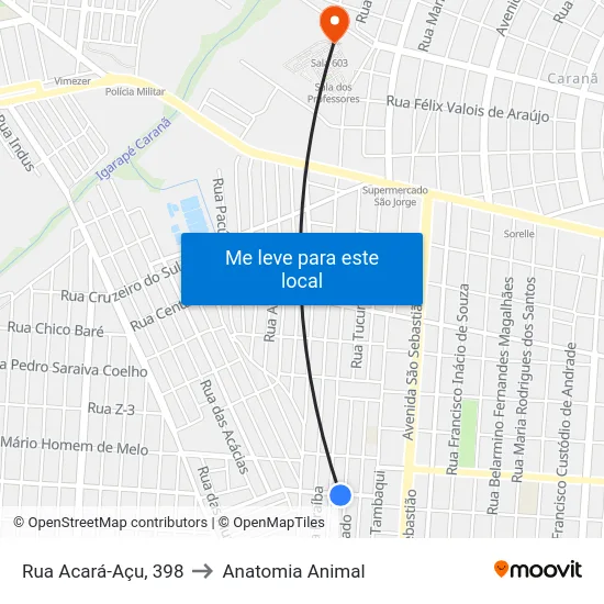 Rua Acará-Açu, 398 to Anatomia Animal map