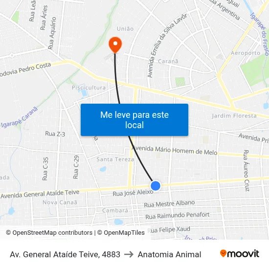 Av. General Ataíde Teive, 4883 to Anatomia Animal map