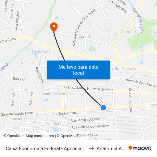 Caixa Econômica Federal - Agência Asa Branca to Anatomia Animal map