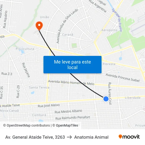 Av. General Ataíde Teive, 3263 to Anatomia Animal map