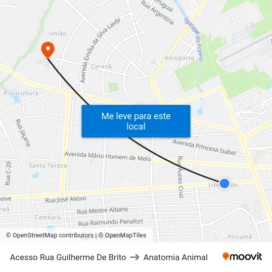 Acesso Rua Guilherme De Brito to Anatomia Animal map