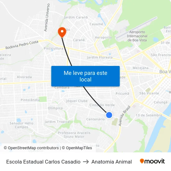 Escola Estadual Carlos Casadio to Anatomia Animal map