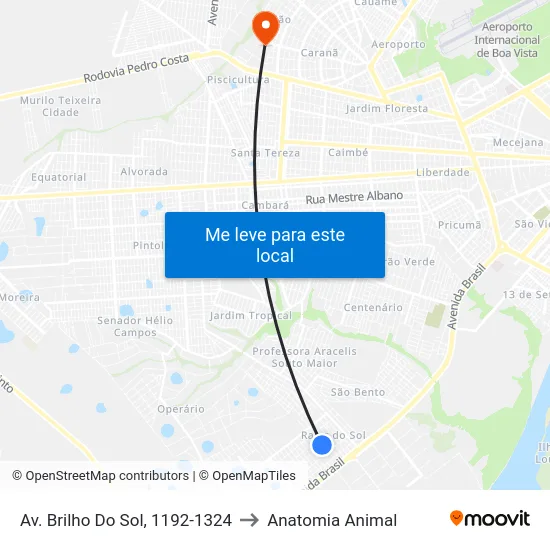 Av. Brilho Do Sol, 1192-1324 to Anatomia Animal map