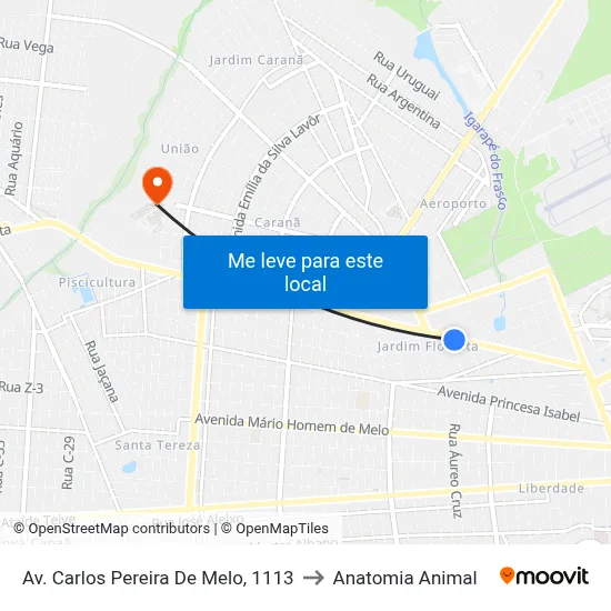 Av. Carlos Pereira De Melo, 1113 to Anatomia Animal map