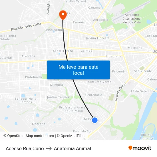 Acesso Rua Curió to Anatomia Animal map