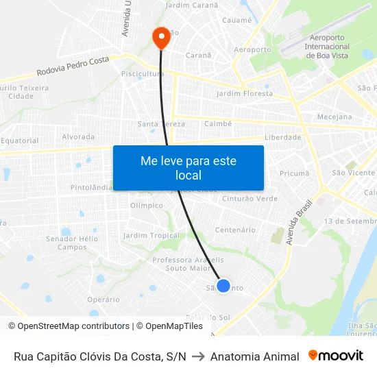 Rua Capitão Clóvis Da Costa, S/N to Anatomia Animal map