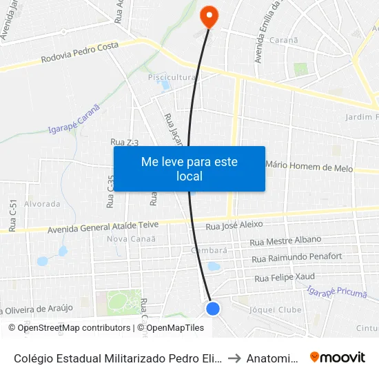 Colégio Estadual Militarizado Pedro Elias Albuquerque Pereira to Anatomia Animal map