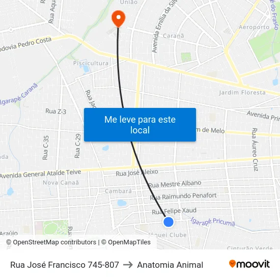 Rua José Francisco 745-807 to Anatomia Animal map