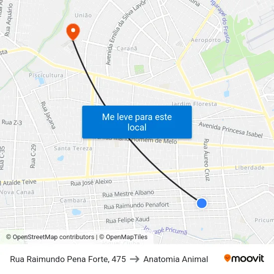 Rua Raimundo Pena Forte, 475 to Anatomia Animal map