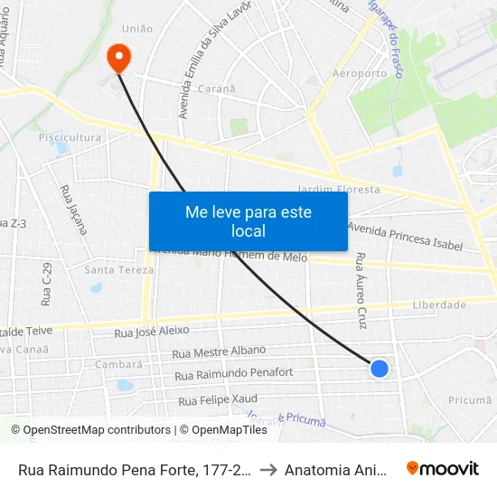 Rua Raimundo Pena Forte, 177-215 to Anatomia Animal map