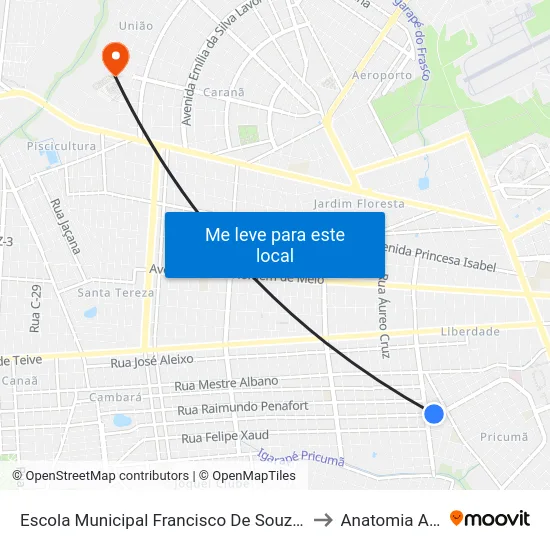 Escola Municipal Francisco De Souza Bríglia B/C to Anatomia Animal map