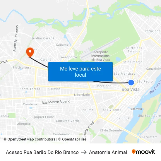 Acesso Rua Barão Do Rio Branco to Anatomia Animal map