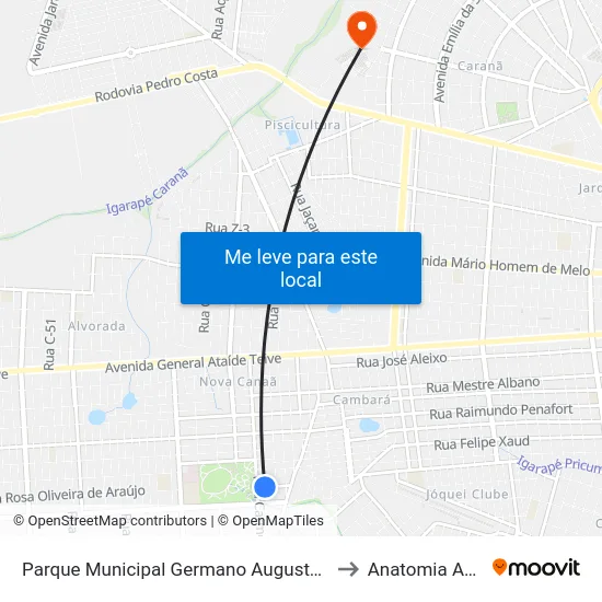 Parque Municipal Germano Augusto Sampaio to Anatomia Animal map