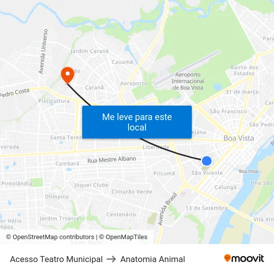 Acesso Teatro Municipal to Anatomia Animal map