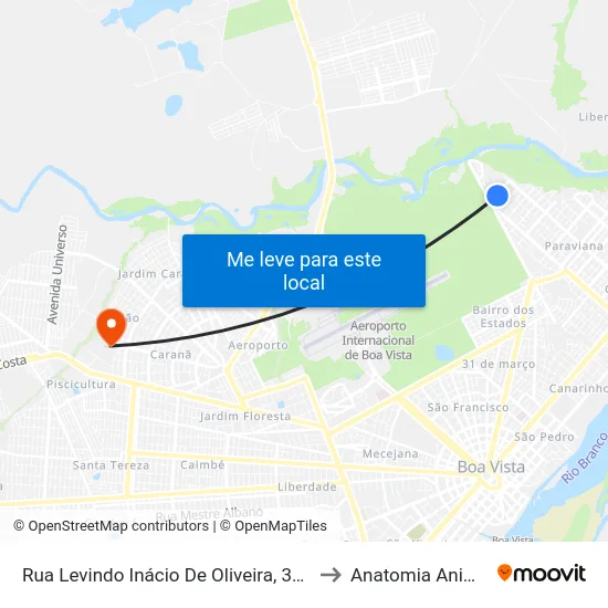 Rua Levindo Inácio De Oliveira, 3002 to Anatomia Animal map