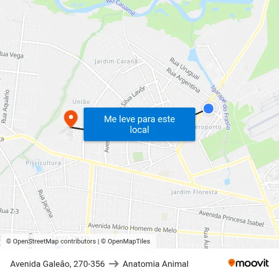 Avenida Galeão, 270-356 to Anatomia Animal map