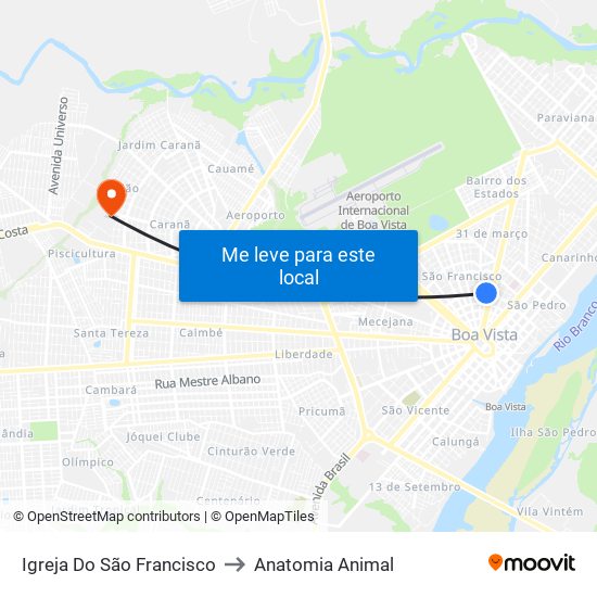 Igreja Do São Francisco to Anatomia Animal map