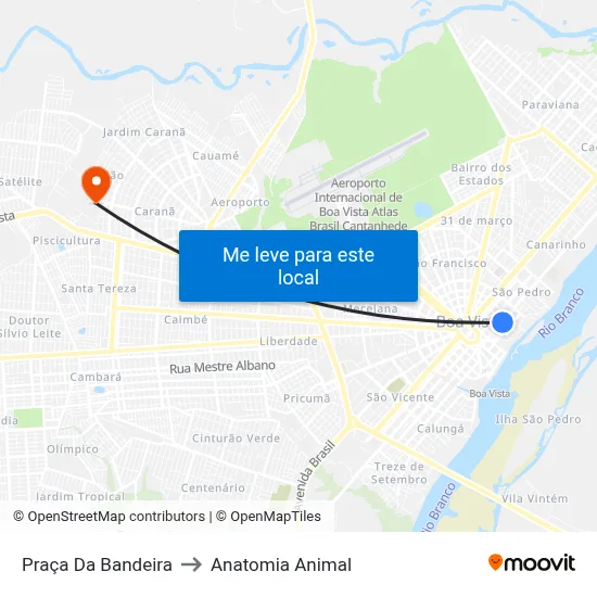 Praça Da Bandeira to Anatomia Animal map