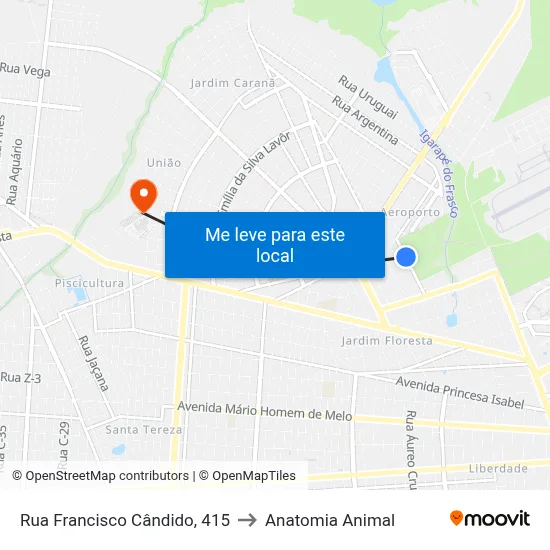 Rua Francisco Cândido, 415 to Anatomia Animal map