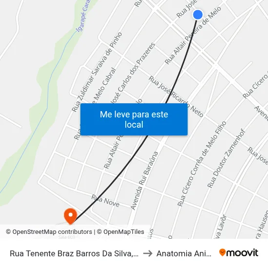 Rua Tenente Braz Barros Da Silva, 181 to Anatomia Animal map