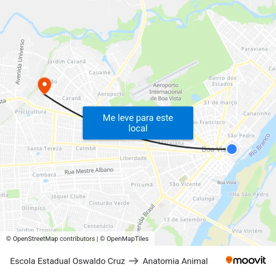 Escola Estadual Oswaldo Cruz to Anatomia Animal map