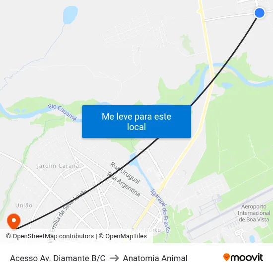Acesso Av. Diamante B/C to Anatomia Animal map